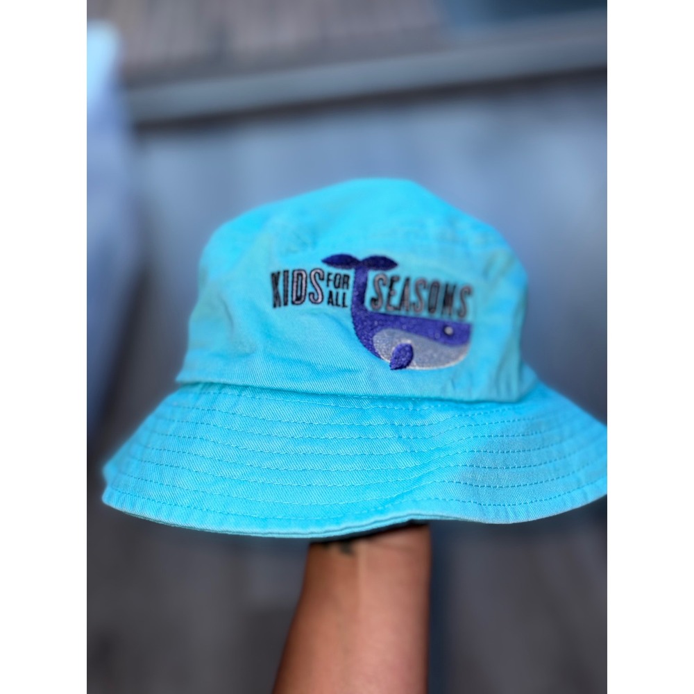 Kids For All Seasons Blue Whale Embroidered Bucket Hat Turquoise Sun Hat